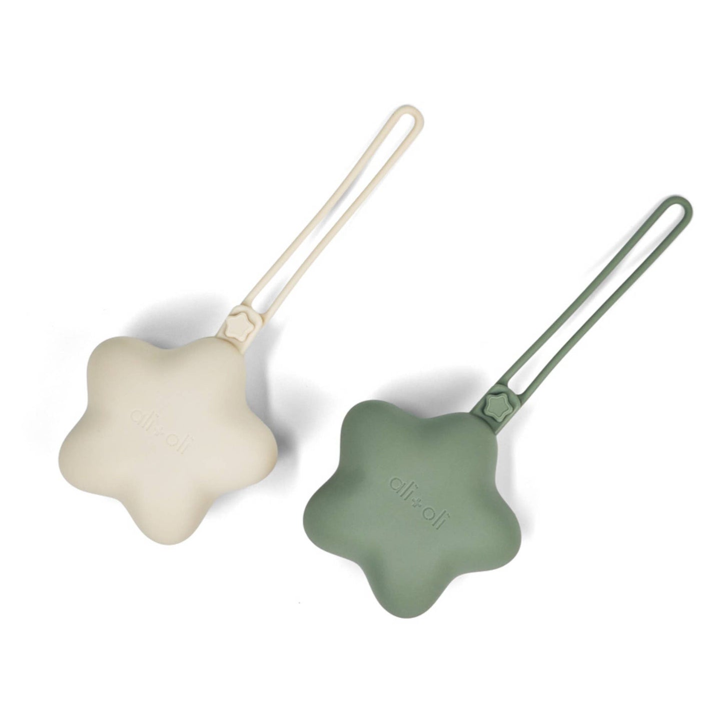Ali+Oli Silicone Pacifier Case 2-pack Star (Sage-Sand)