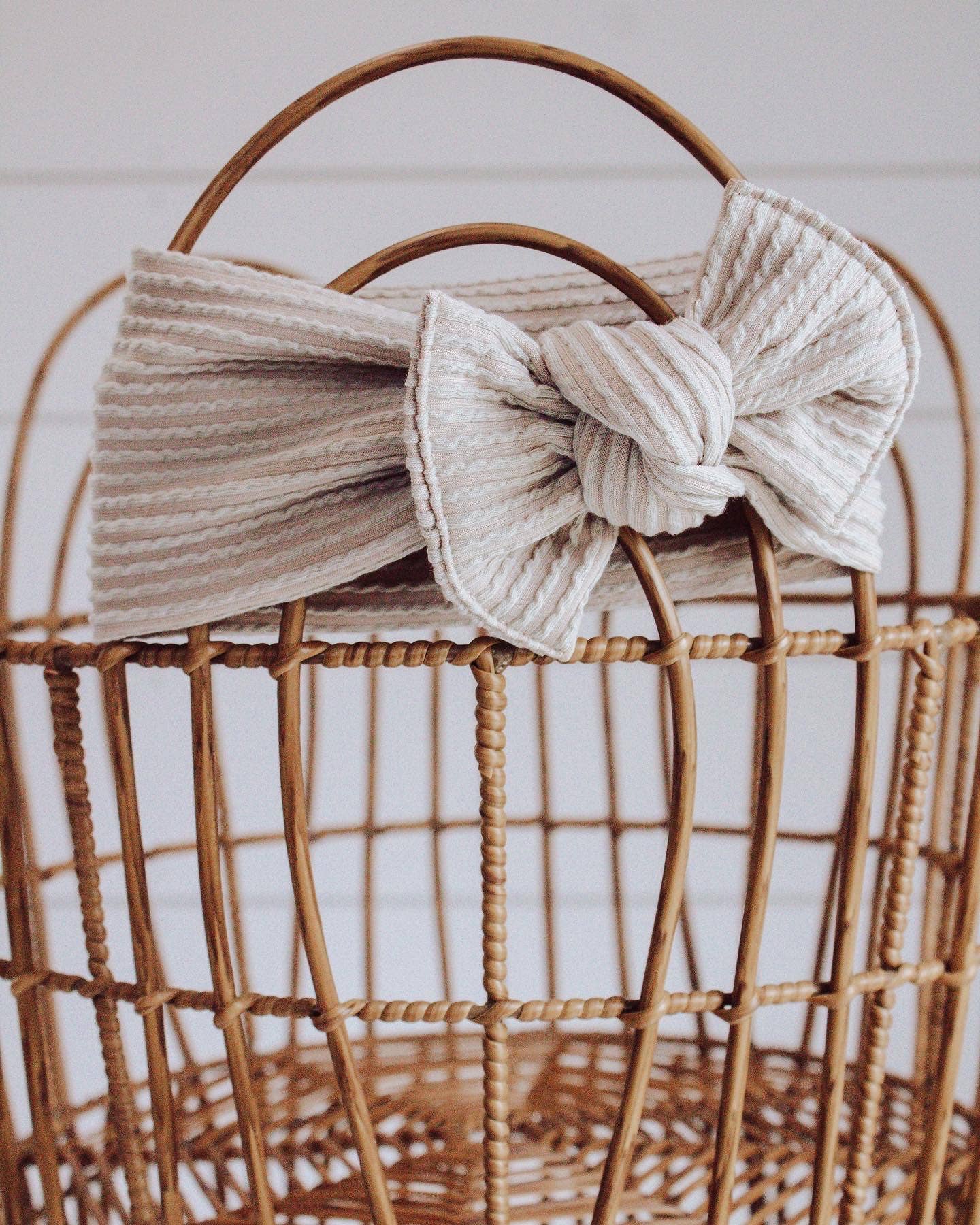 Beige Crinkle + Tie on Headwrap