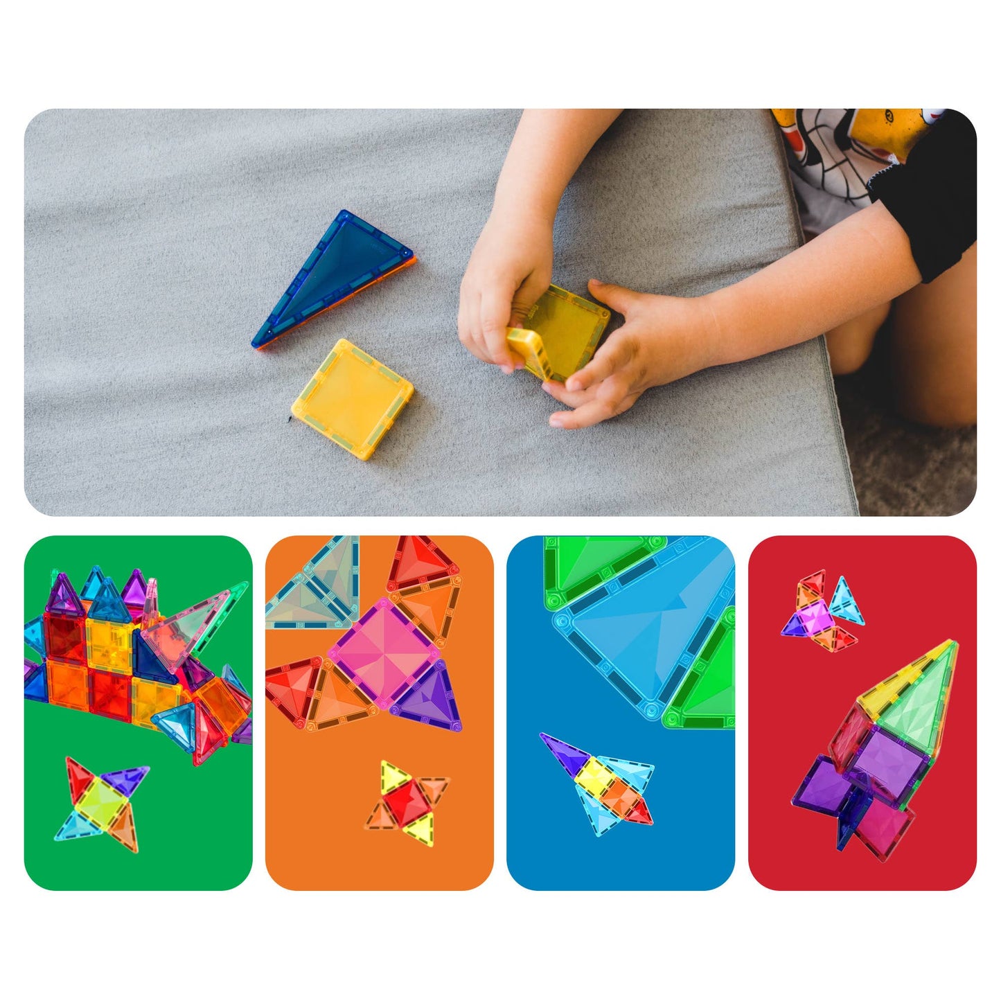 PicassoTiles 80pc Magnetic Tile Building Set