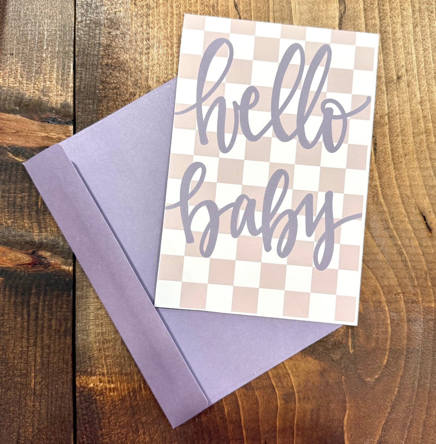 Checkered Hello Baby- Greeting Card
