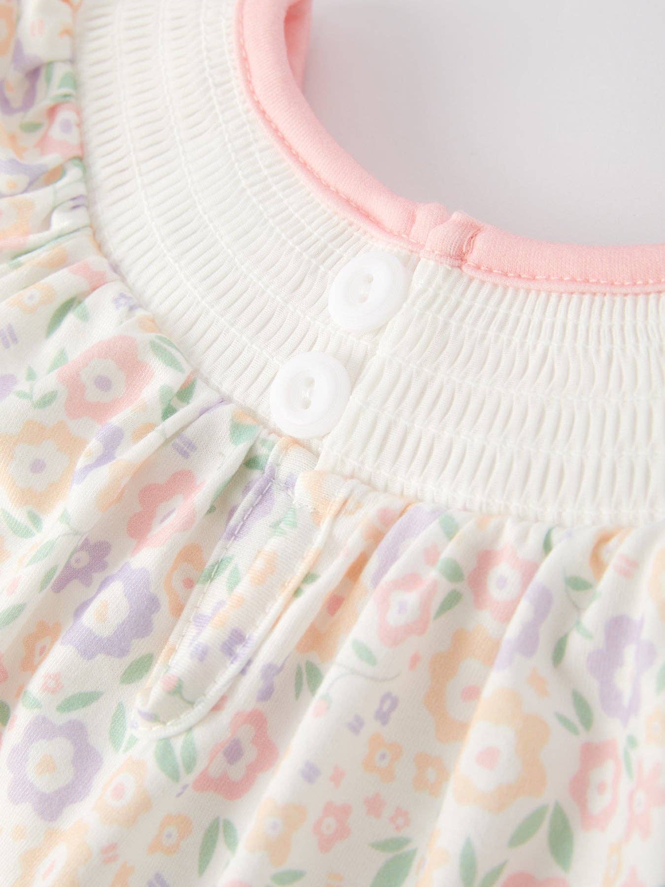 Cross Smocked Embroidered Bubble