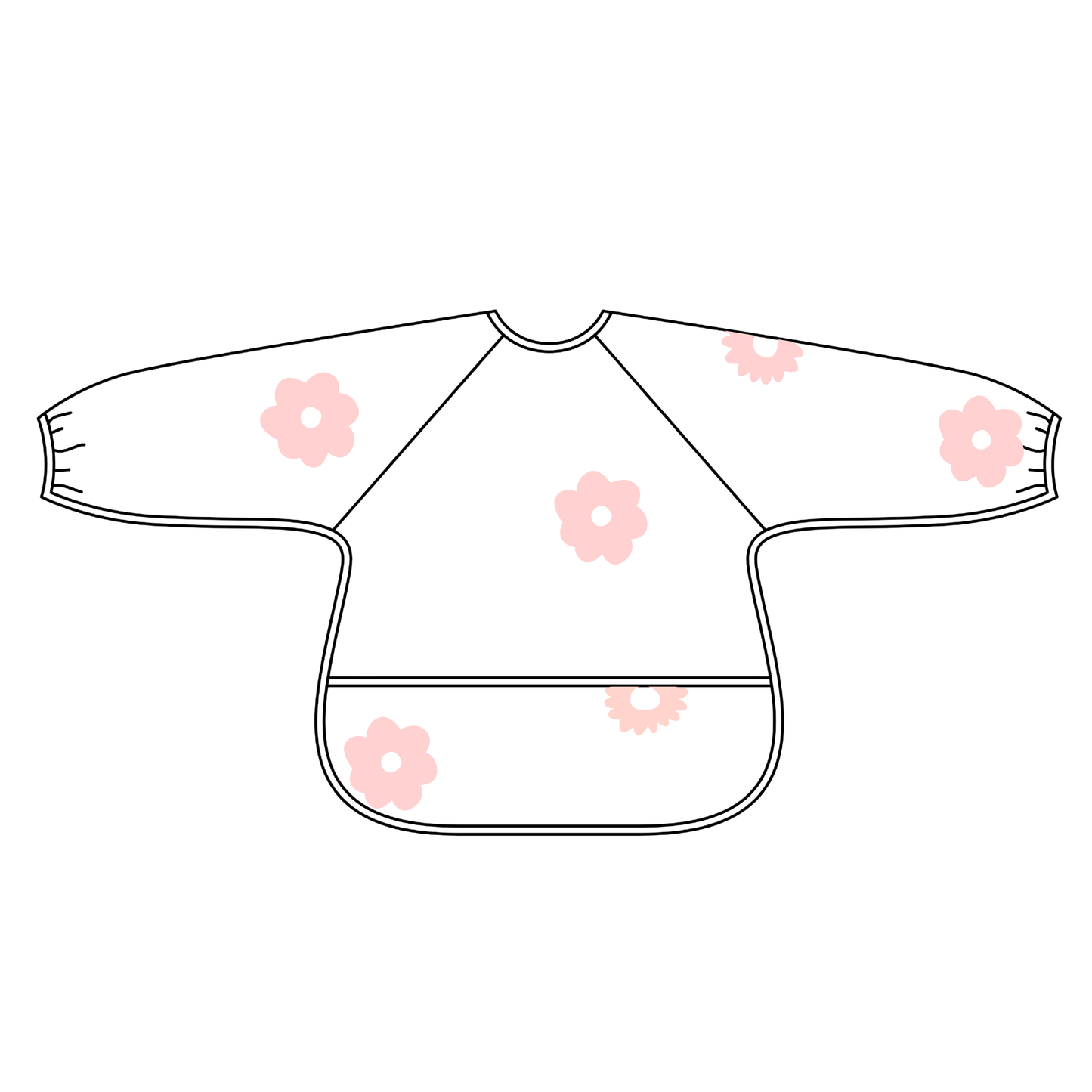 Pink Flowers Smock Bib for Baby & Toddler Long Sleeve