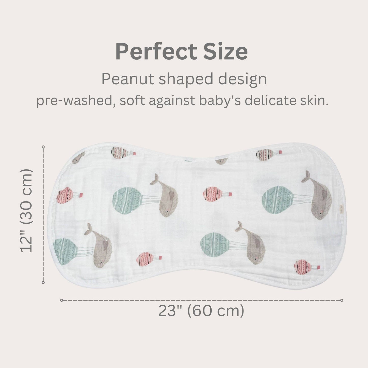 Whale/White Bamboo Muslin Burp Cloth