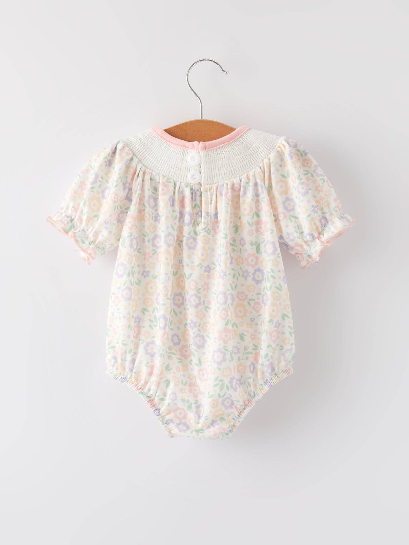 Cross Smocked Embroidered Bubble