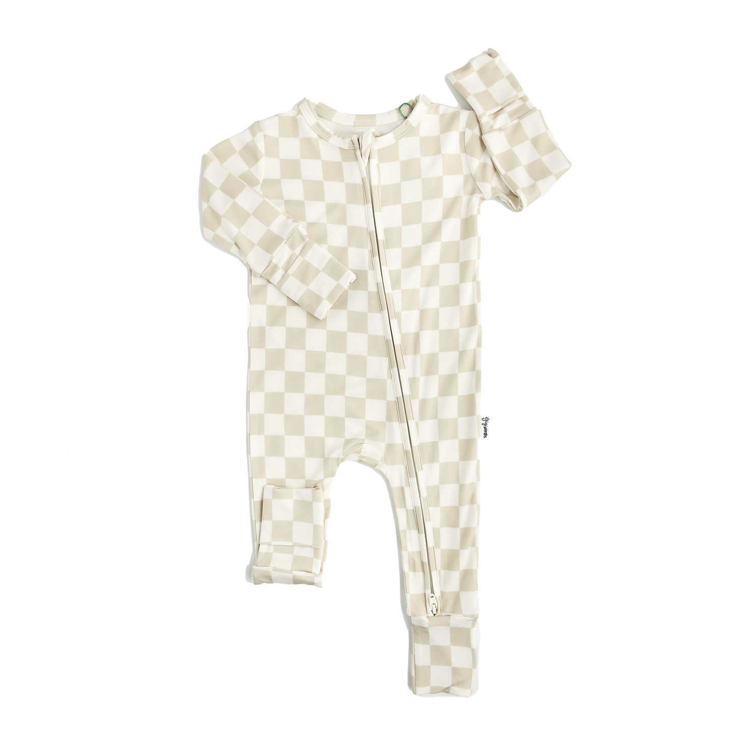 Checkered Footed Onesie Zip Bamboo