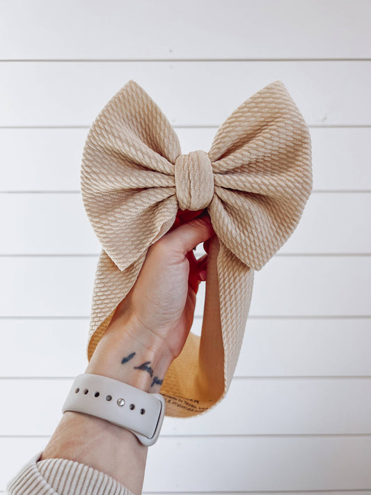 Tan Bullet Bow + Headwrap 