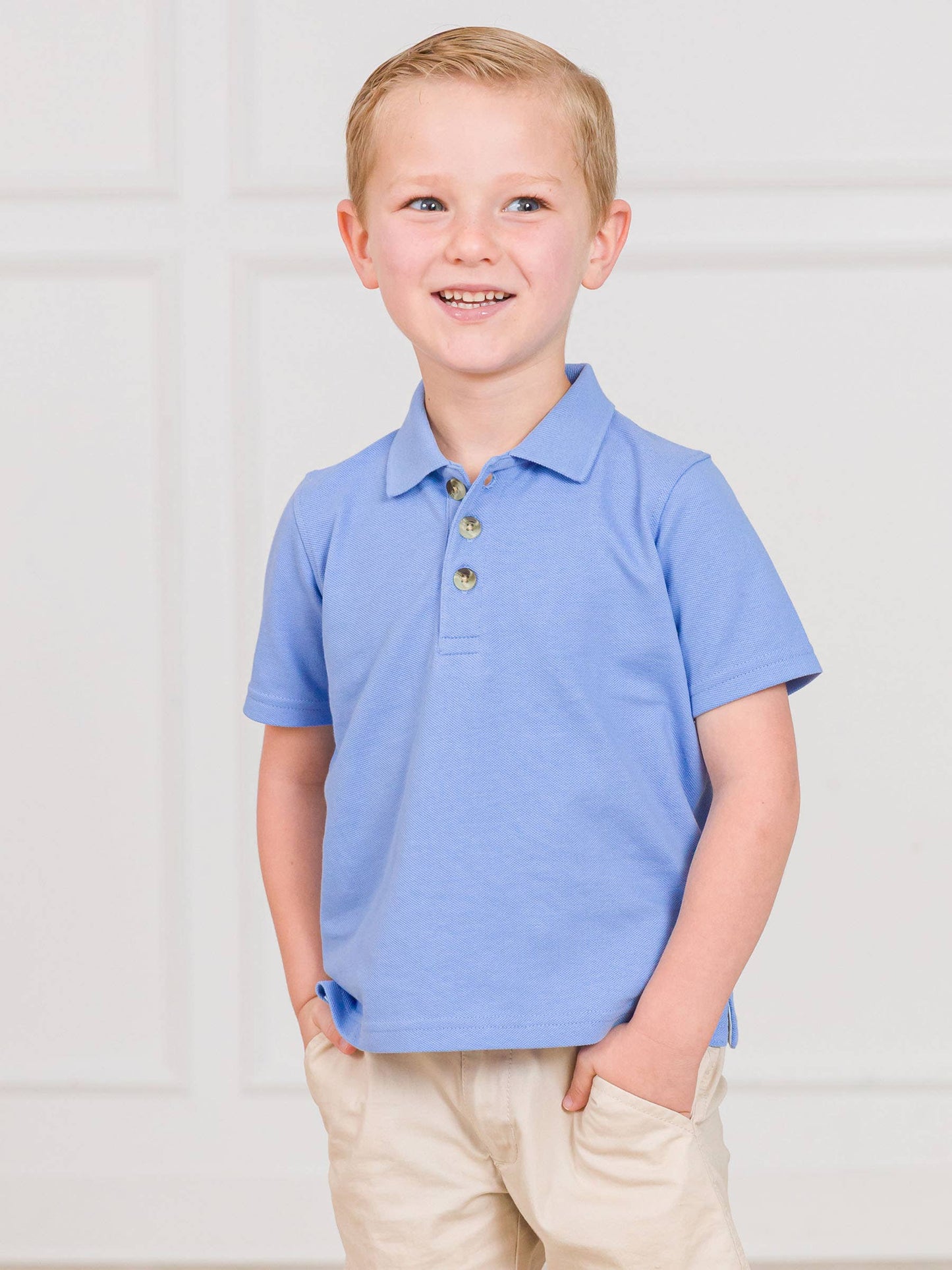 Boys Periwinkle Blue Pique Short Sleeve Polo Shirt