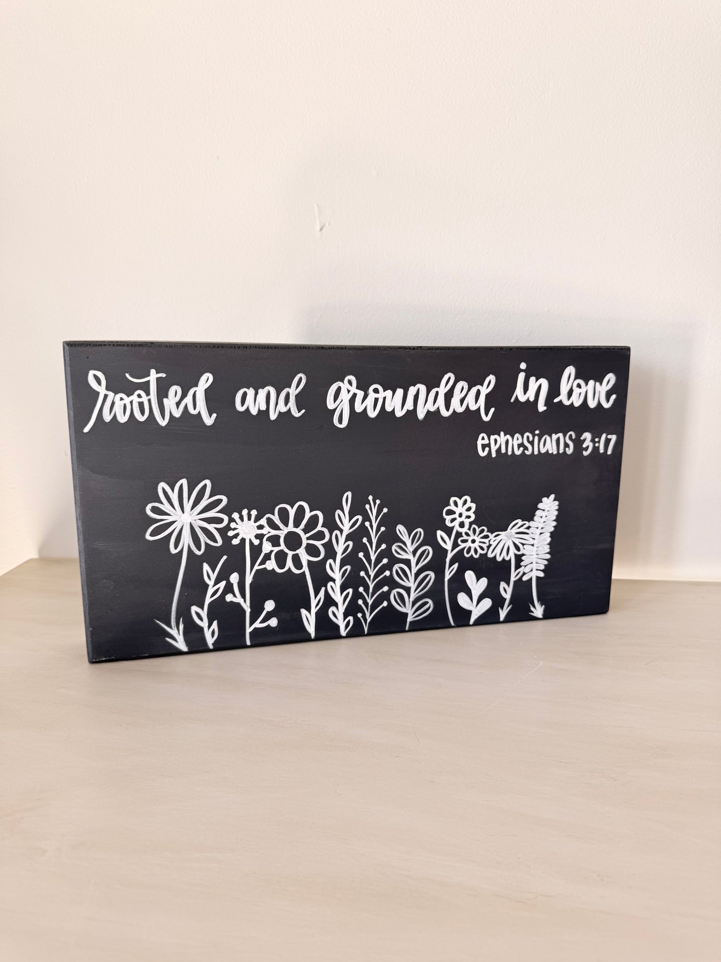 Rooted and Grounded In Love Wooden Sign