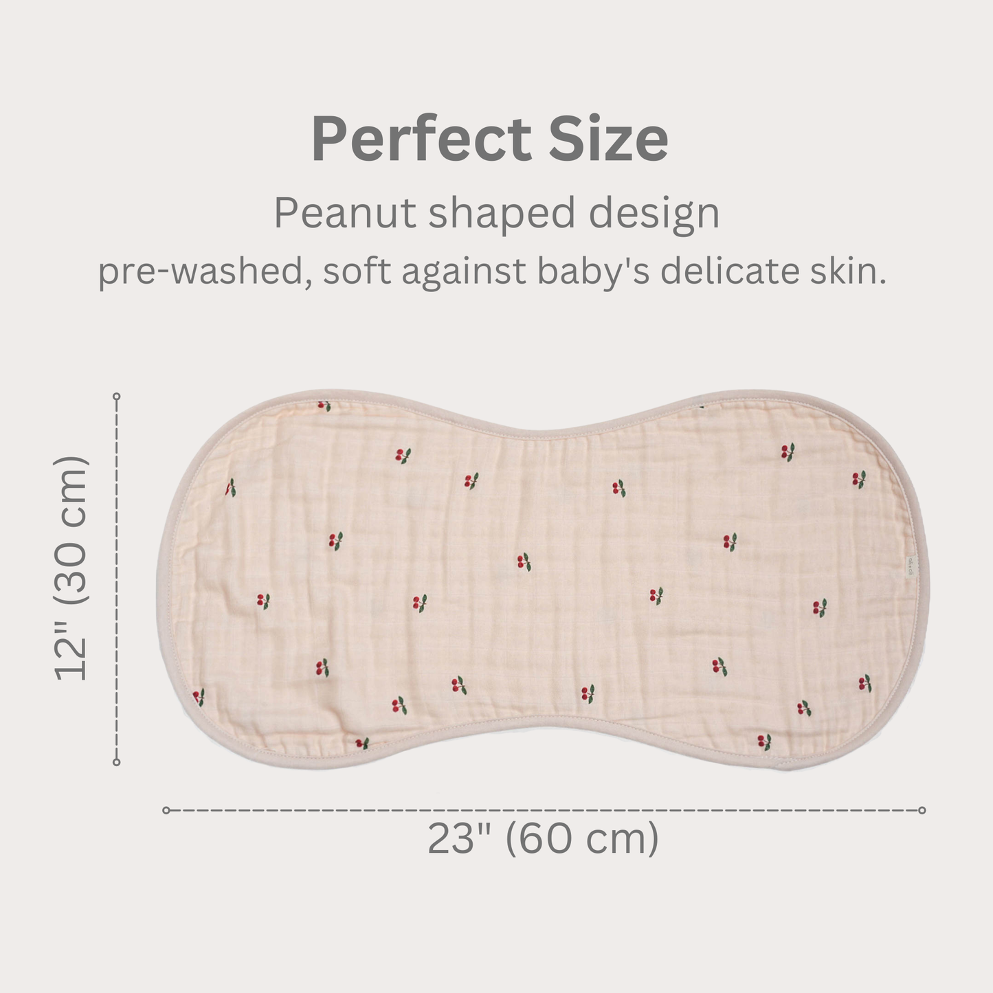 Cherry/ White Bamboo Muslin Burp Cloth
