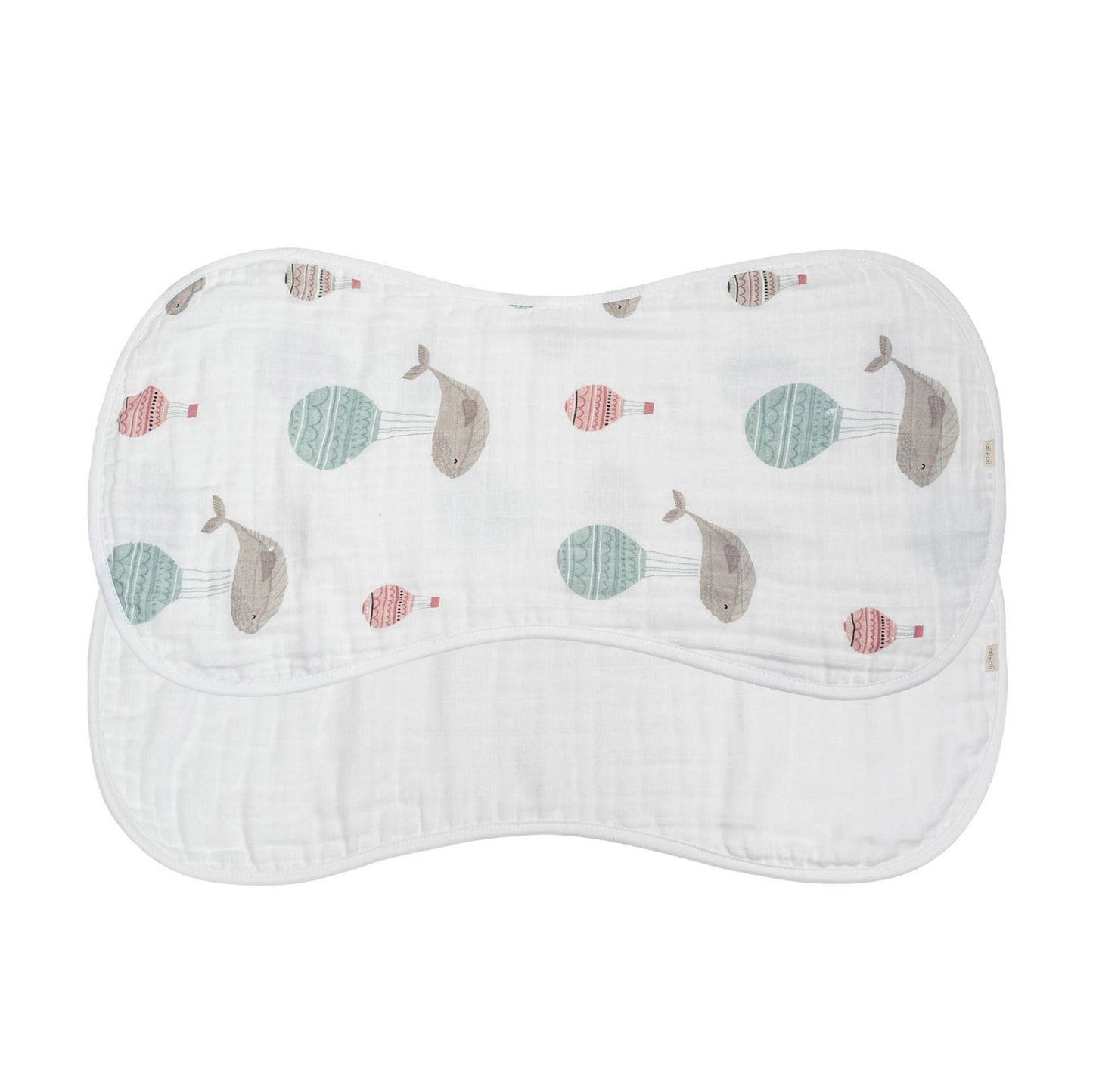 Whale/White Bamboo Muslin Burp Cloth