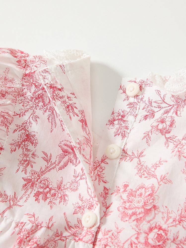Spring Floral Lace Collar Bubble Romper