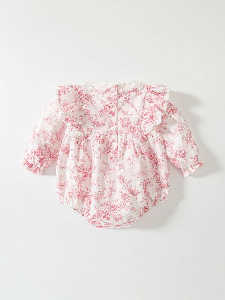Spring Floral Lace Collar Bubble Romper