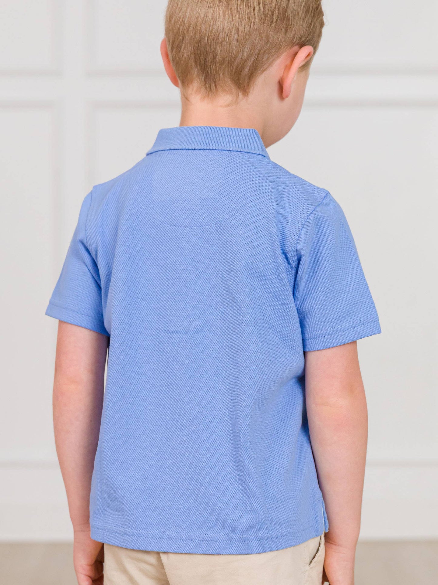 Boys Periwinkle Blue Pique Short Sleeve Polo Shirt