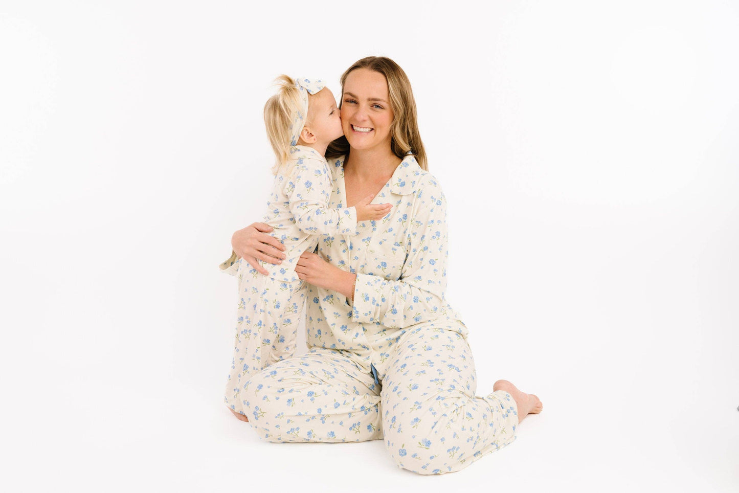 Blue Blooms Bamboo Button Up Set