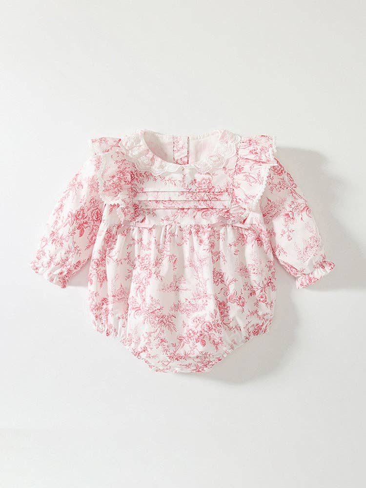 Spring Floral Lace Collar Bubble Romper
