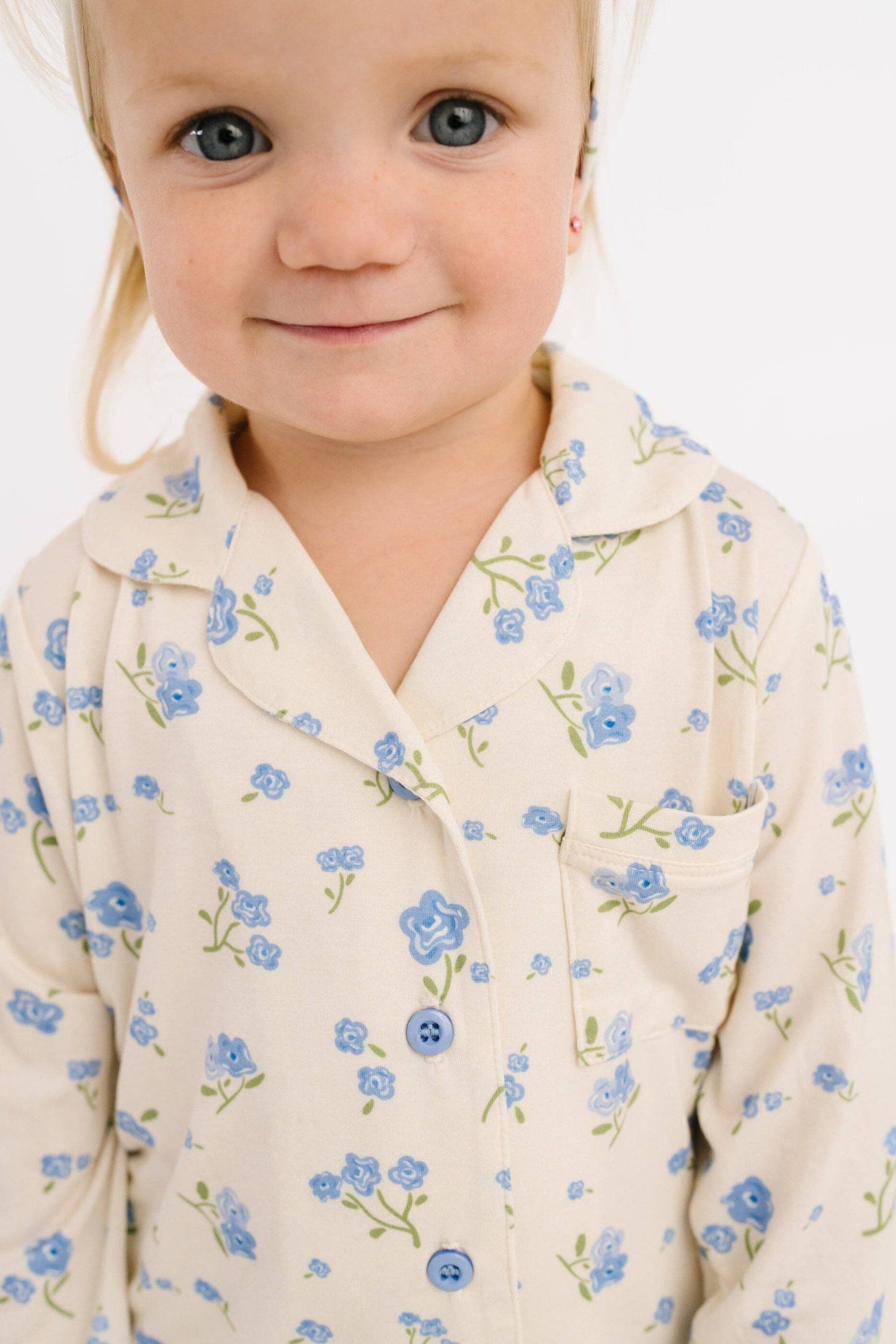 Blue Blooms Bamboo Button Up Set