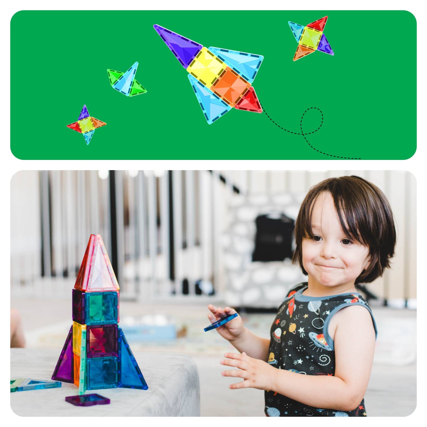 PicassoTiles 80pc Magnetic Tile Building Set