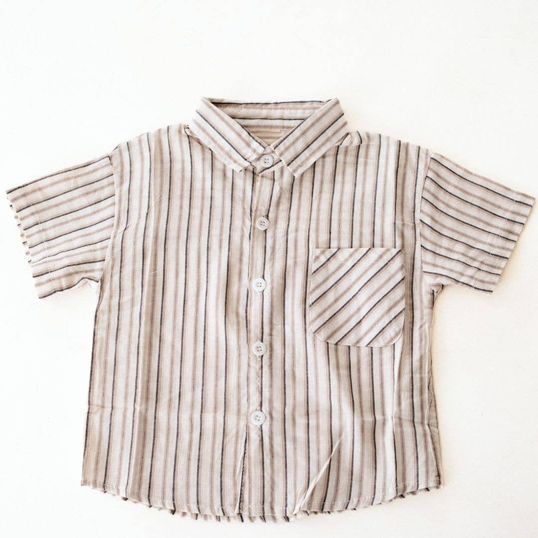 Gray Striped Button-Up