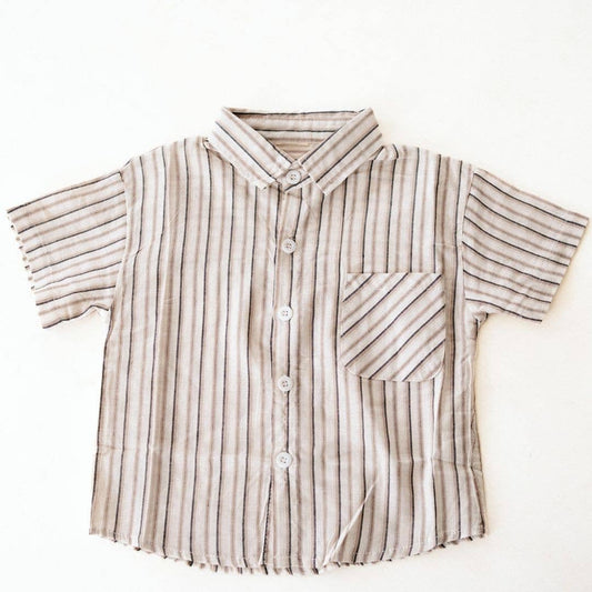 Gray Striped Button-Up