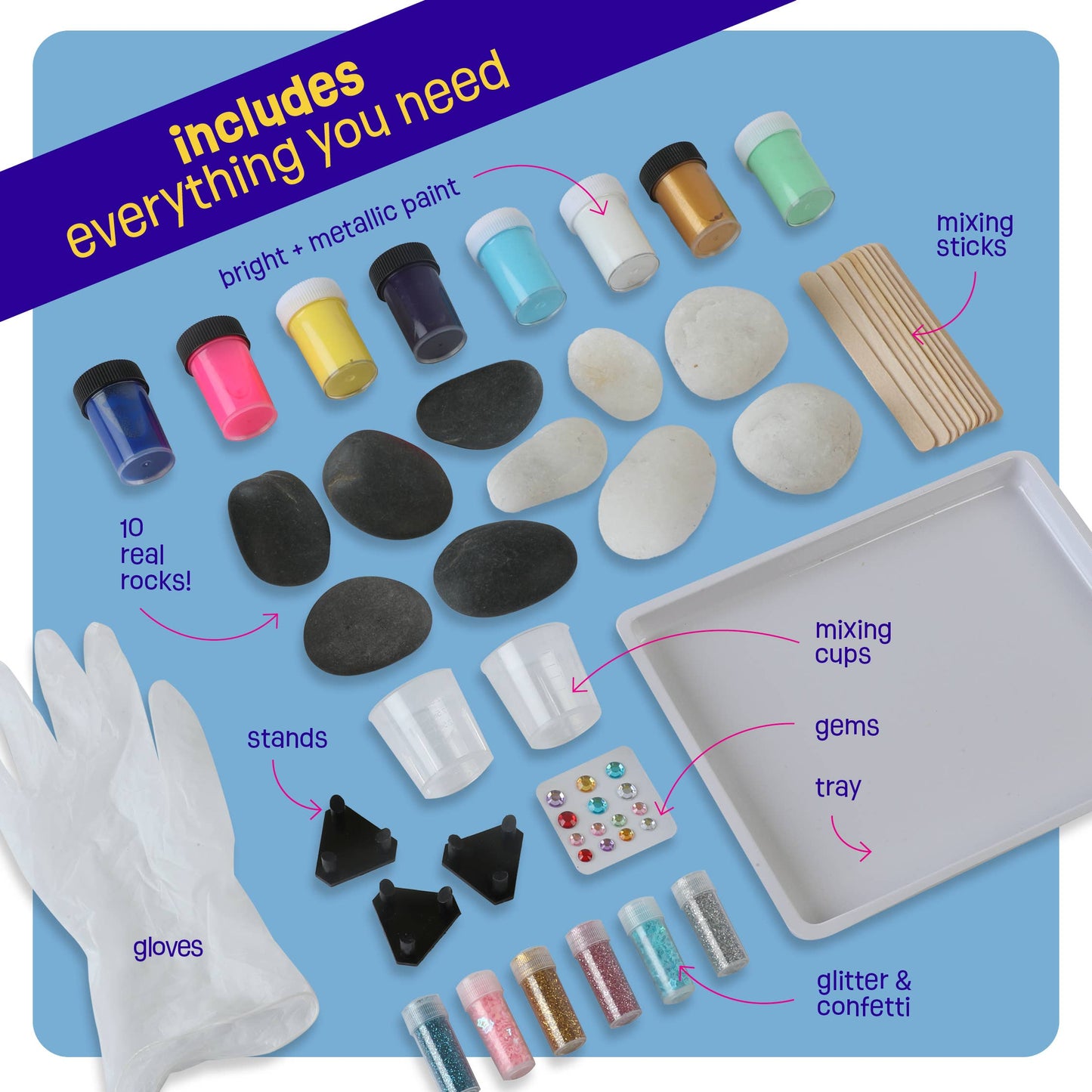 Paint Pouring Rocks for Kids - Rock Painting Kit, Craft Kit