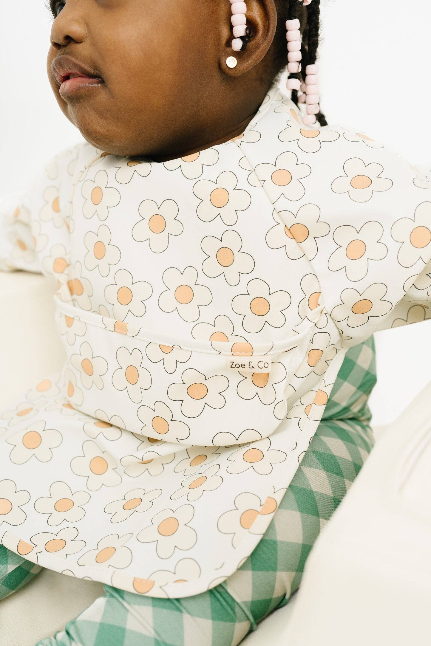 Neutral Floral Long Sleeve Bib