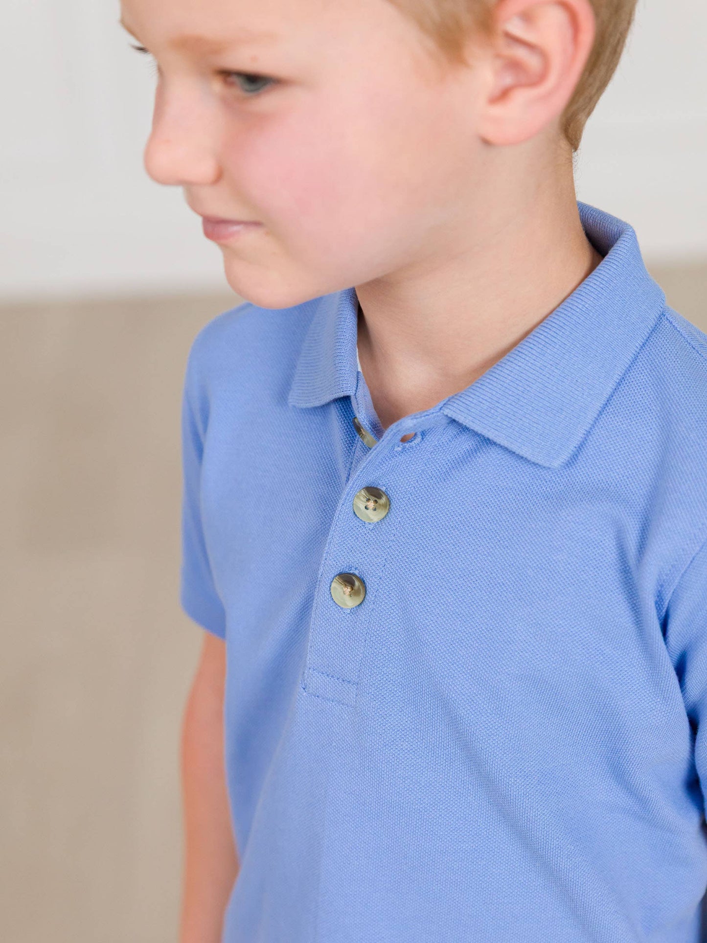 Boys Periwinkle Blue Pique Short Sleeve Polo Shirt