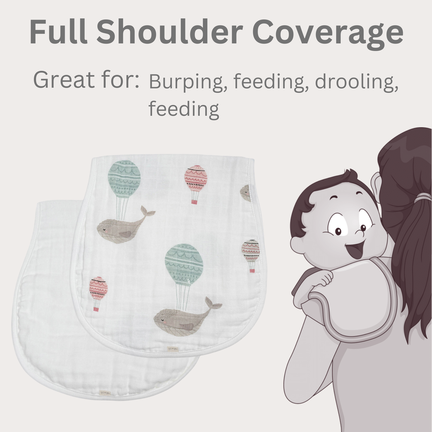 Whale/White Bamboo Muslin Burp Cloth