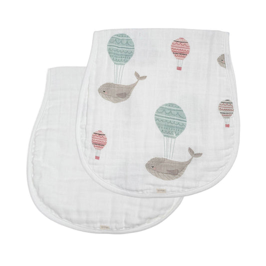 Whale/White Bamboo Muslin Burp Cloth