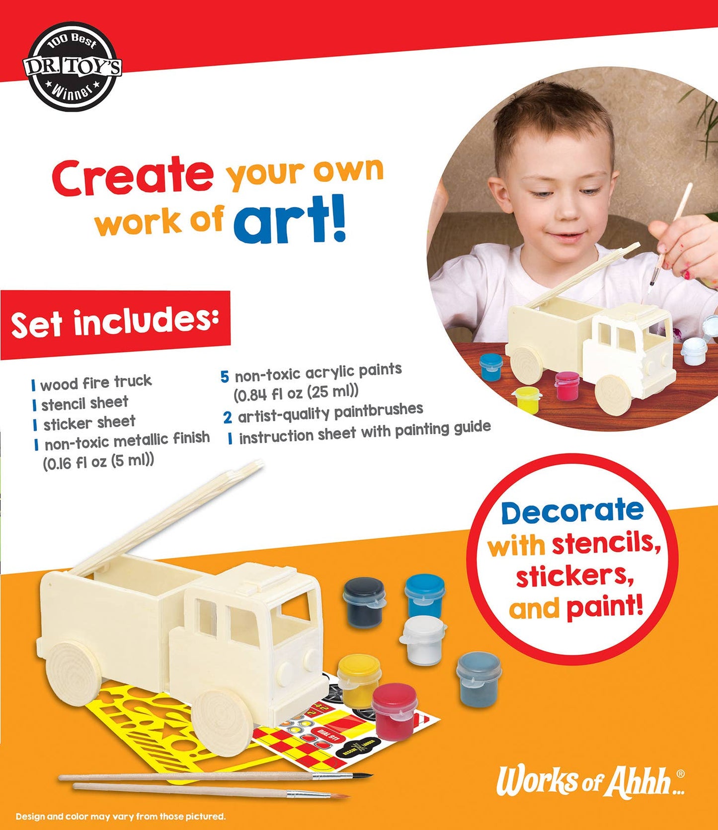 Firetruck Wood Paint Set