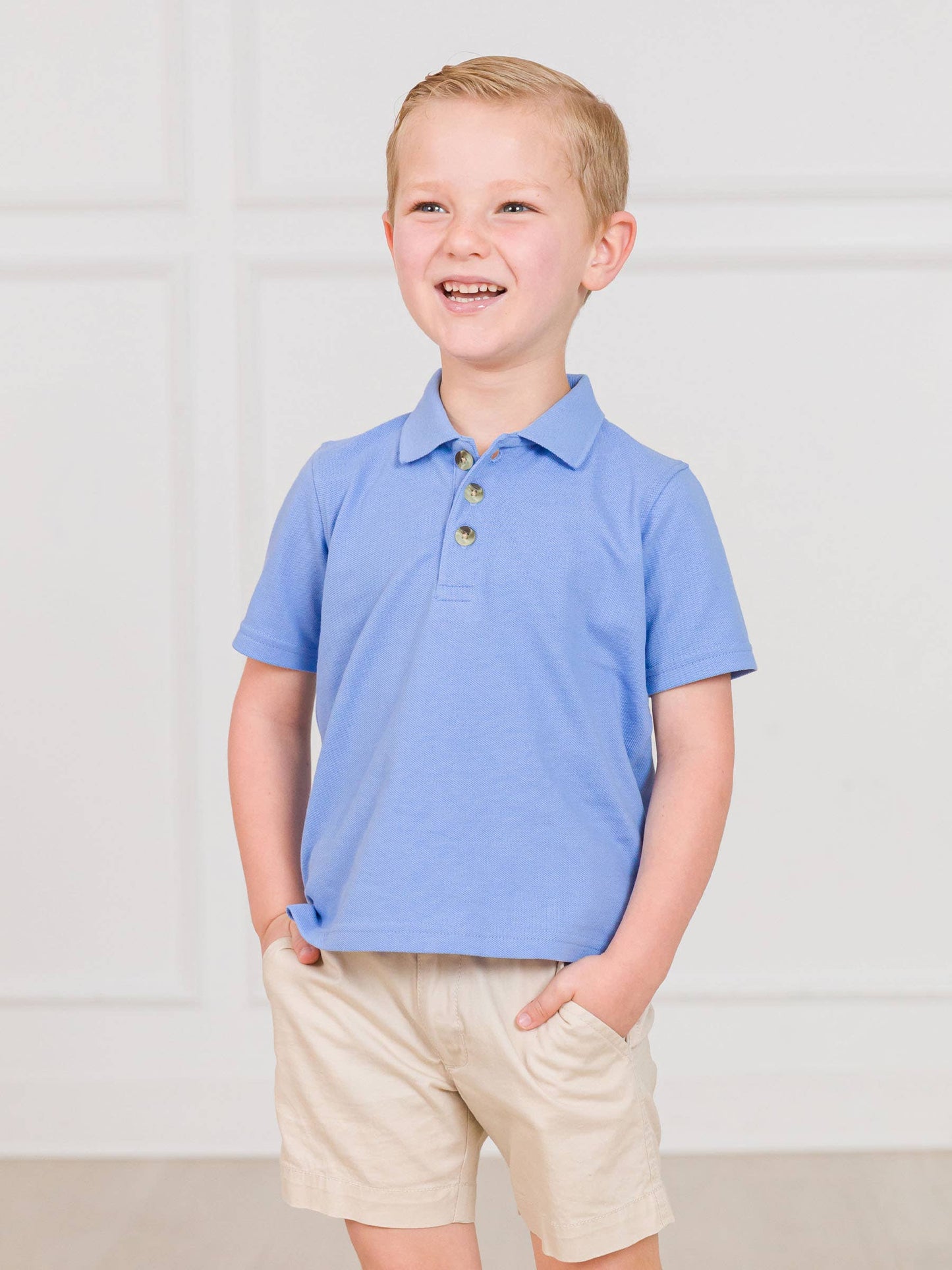 Boys Periwinkle Blue Pique Short Sleeve Polo Shirt