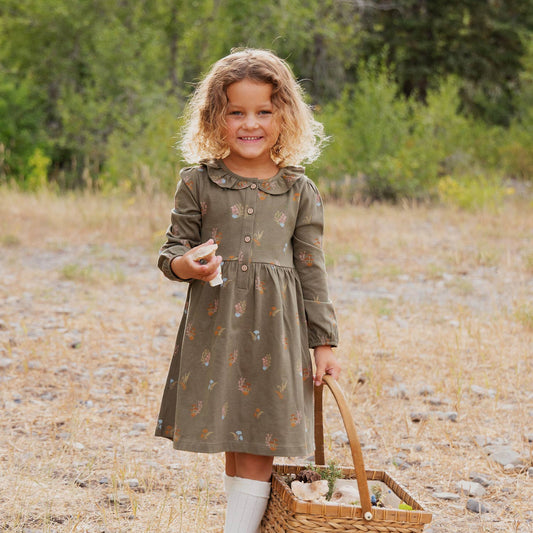 Frill Collar Dress- Lichen Mushrooms