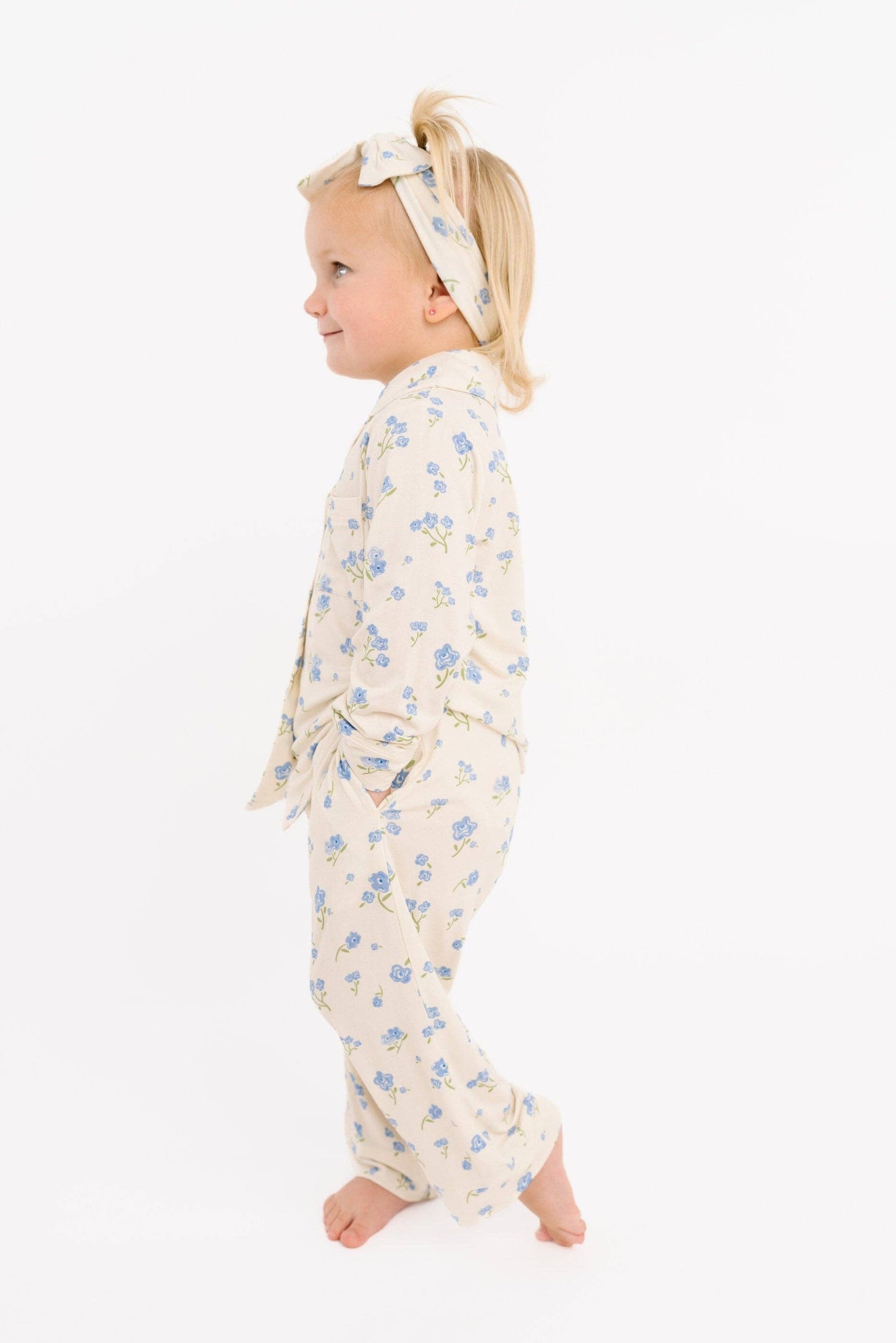Blue Blooms Bamboo Button Up Set