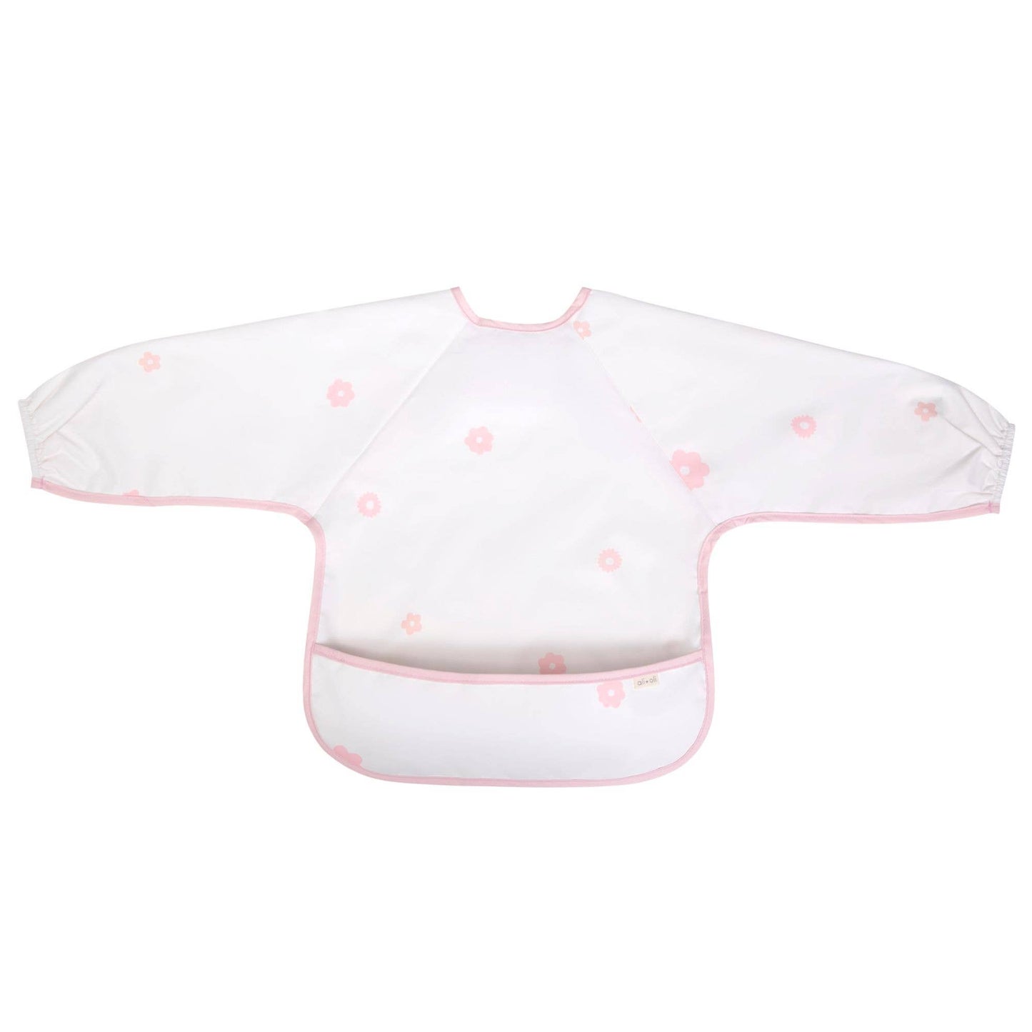Pink Flowers Smock Bib for Baby & Toddler Long Sleeve