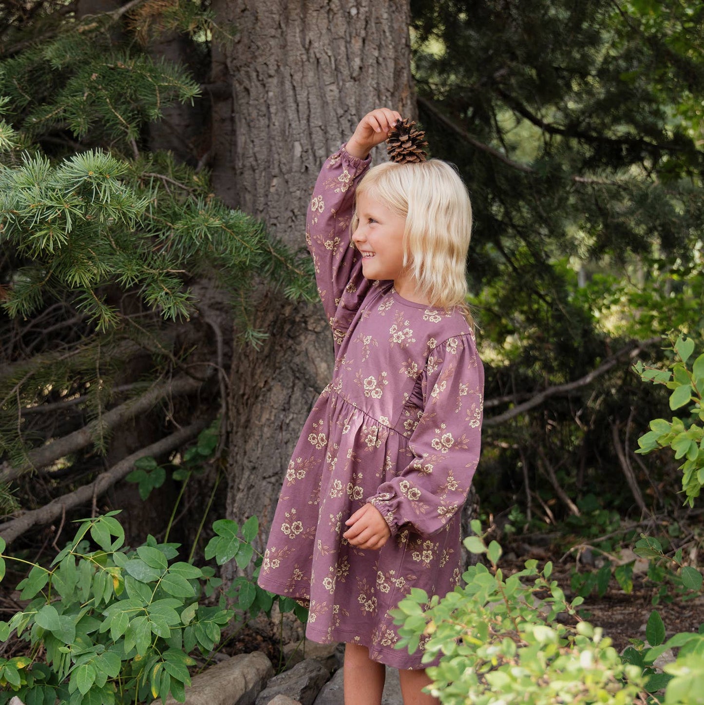 Puff Sleeve Dress- Orchid Blooms