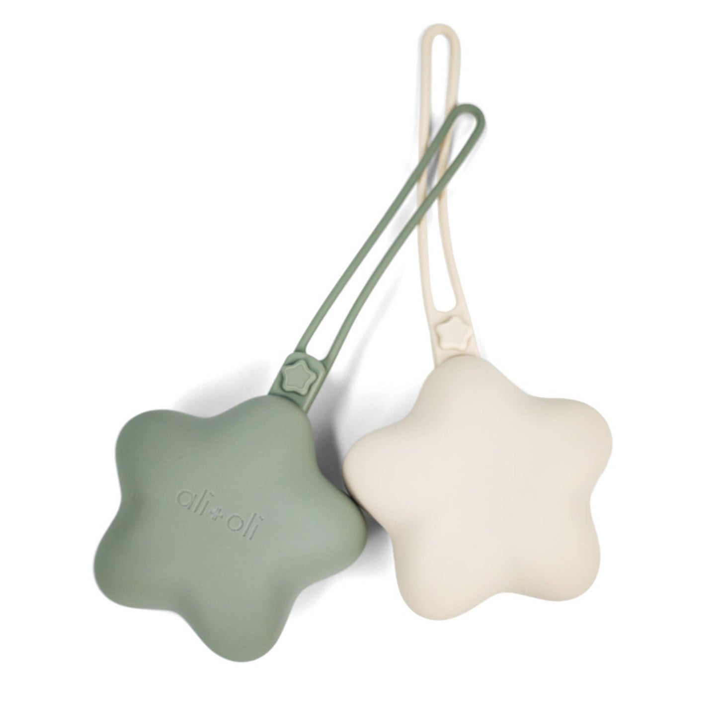 Ali+Oli Silicone Pacifier Case 2-pack Star (Sage-Sand)