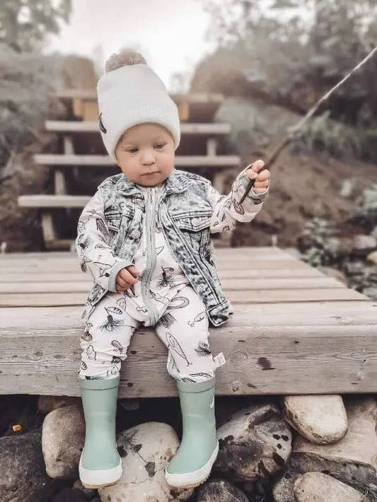 Baby Boys Summer Sleeper With Double Zippers - Fish Hooks