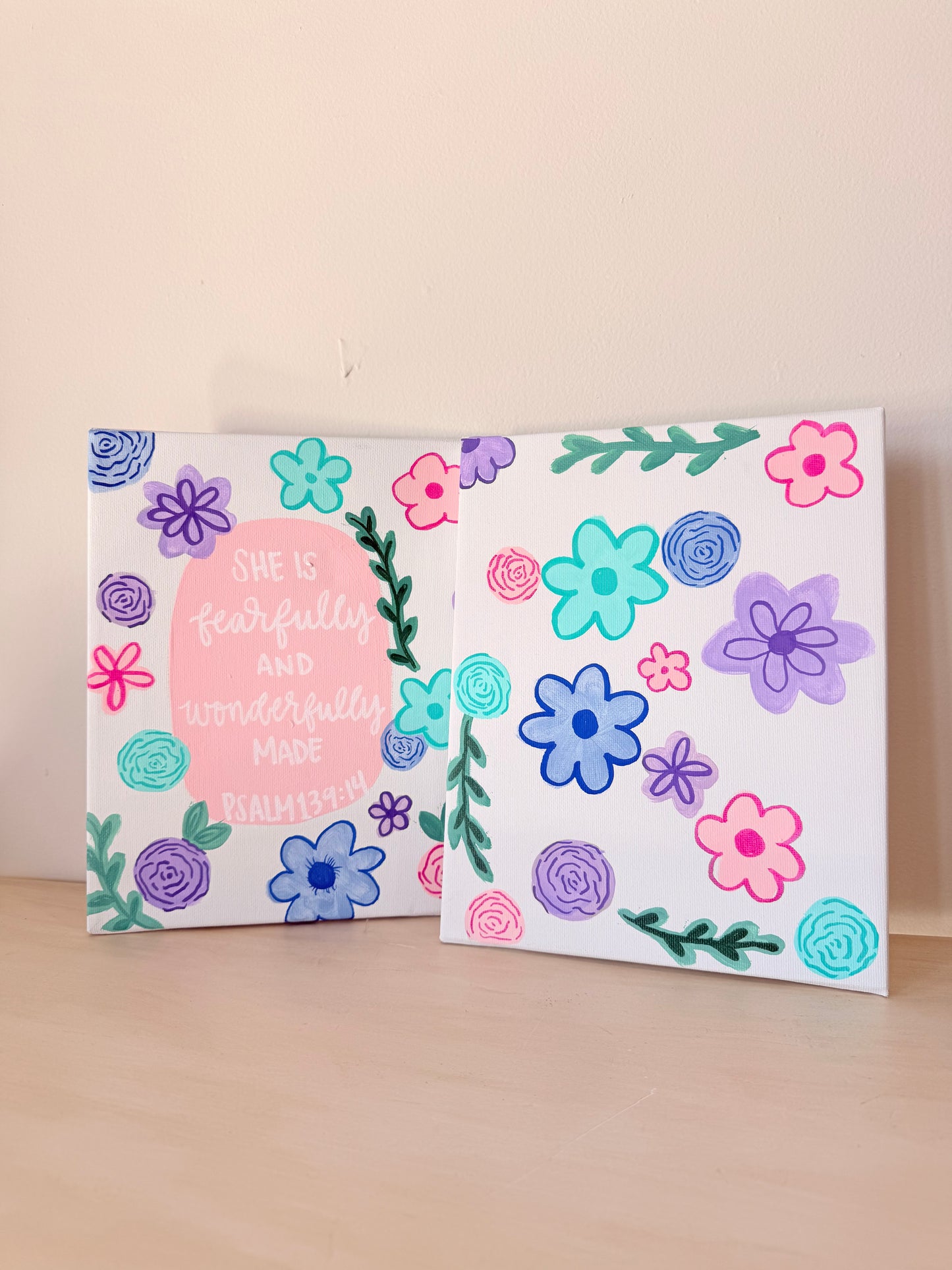 Psalm 139:14 Floral Canvas Set