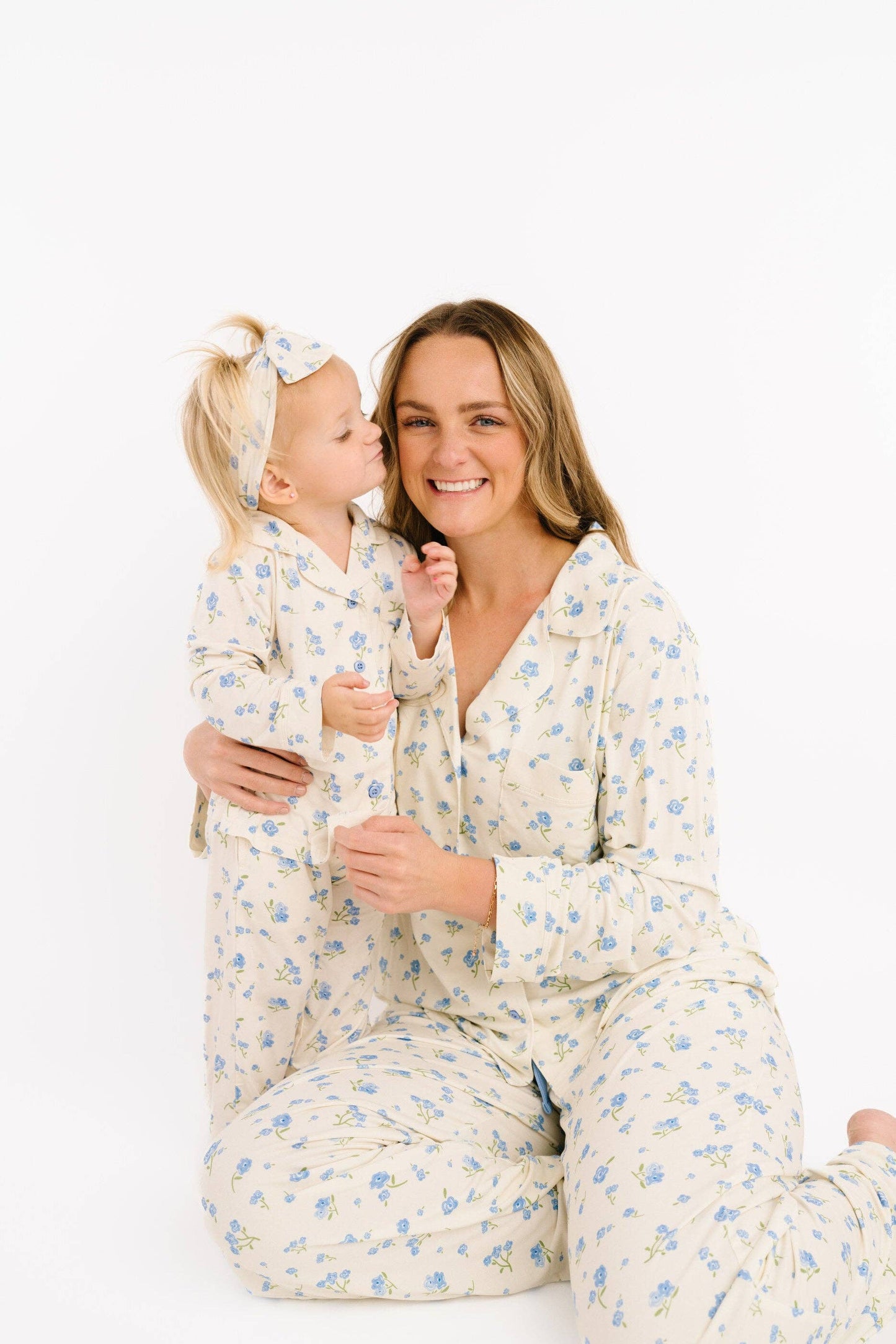 Blue Blooms Bamboo Button Up Set