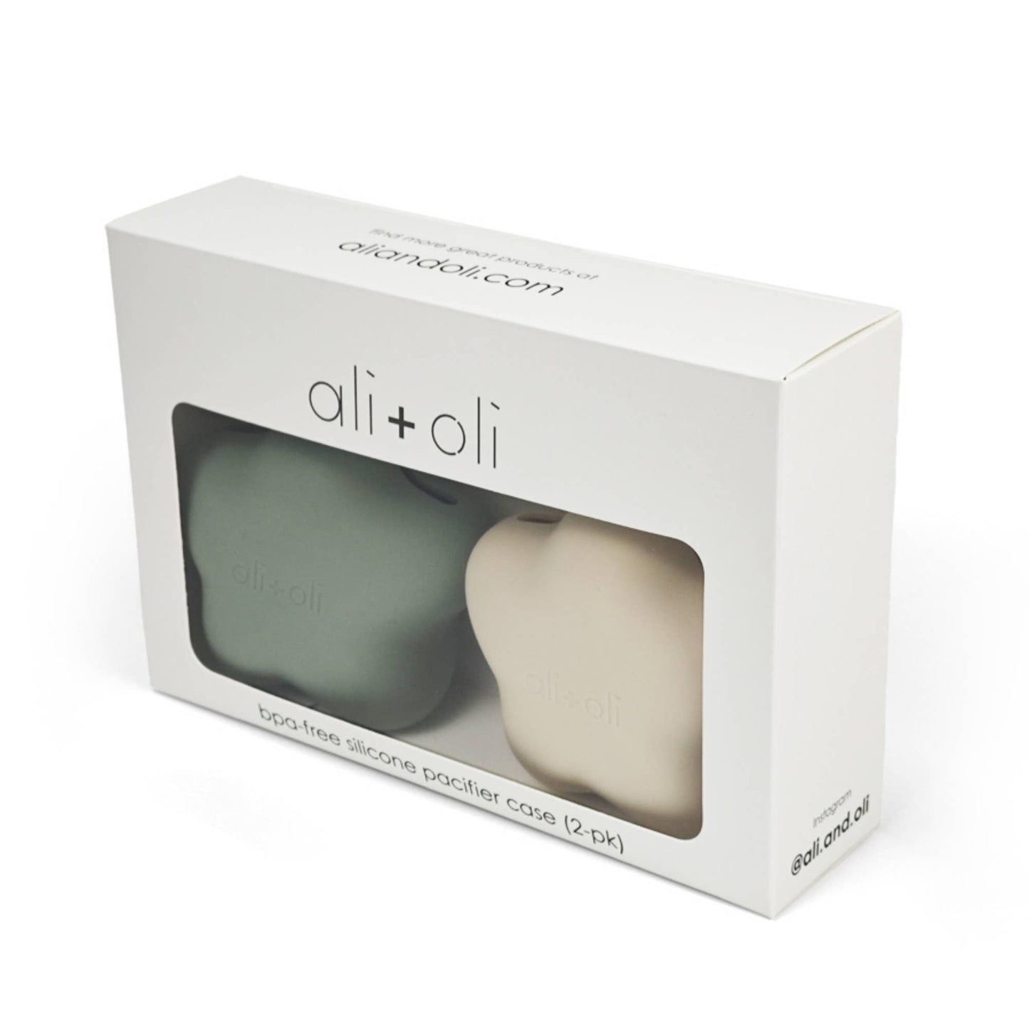 Ali+Oli Silicone Pacifier Case 2-pack Star (Sage-Sand)