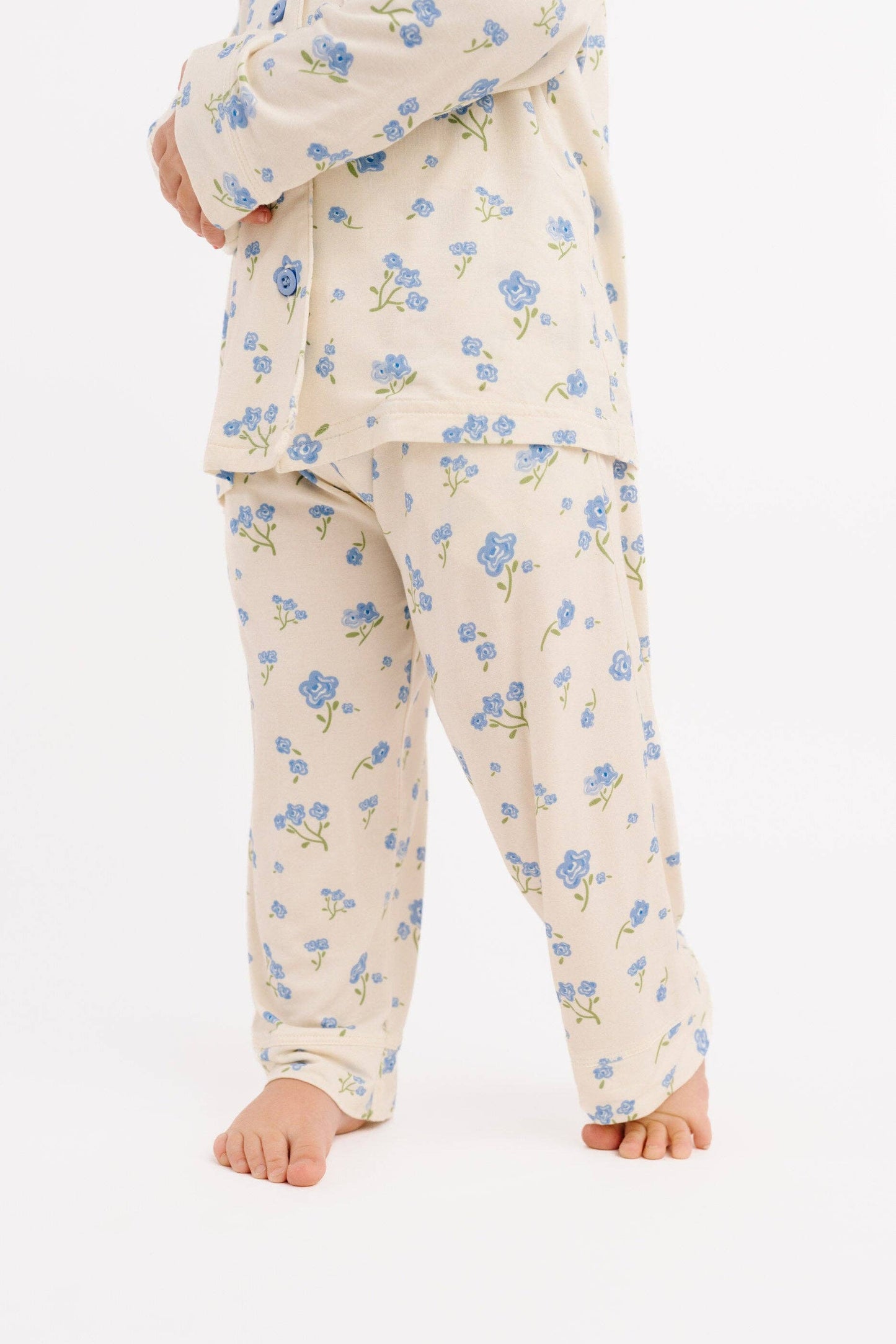 Blue Blooms Bamboo Button Up Set