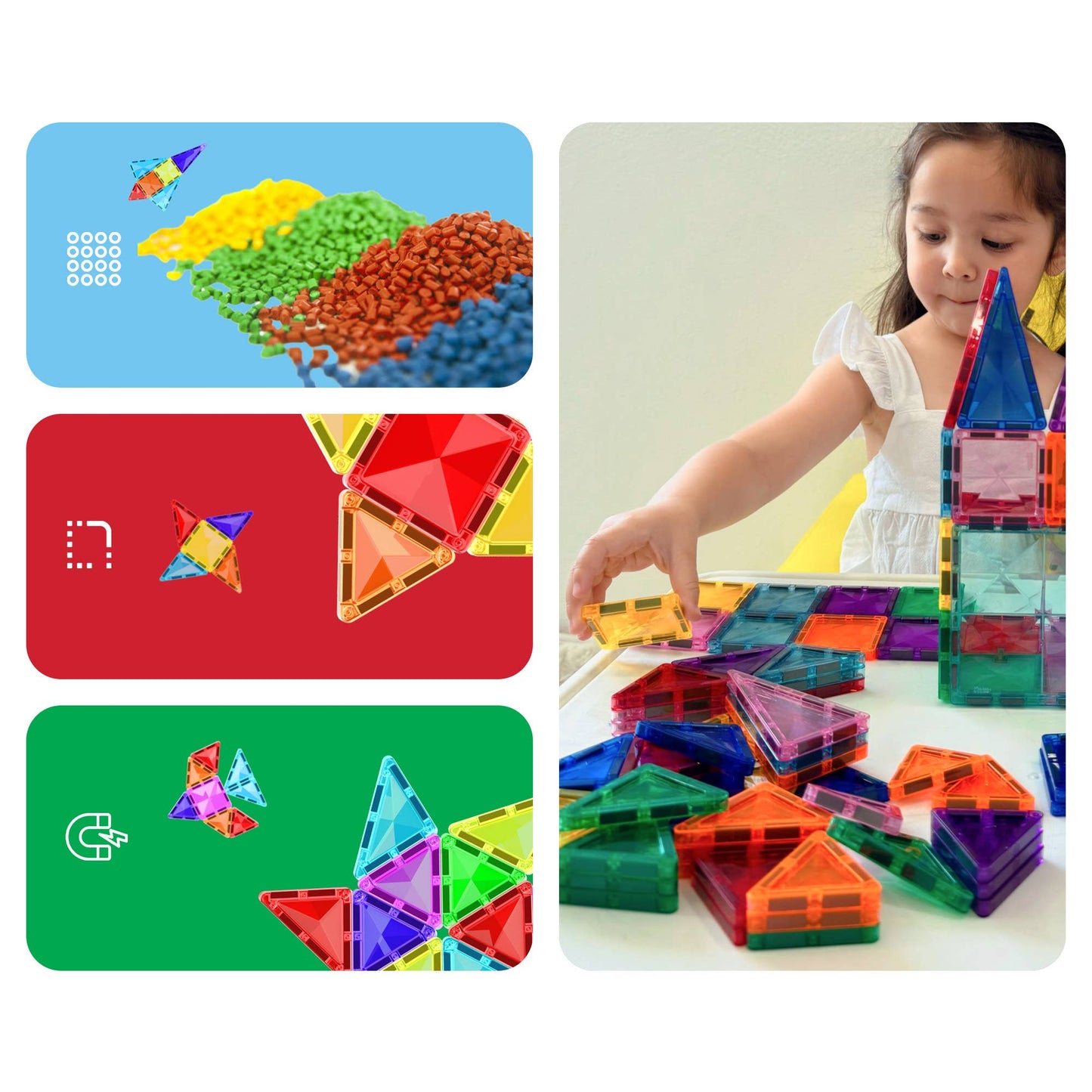 PicassoTiles 100pc Travel Size Magnetic Tile Building Set