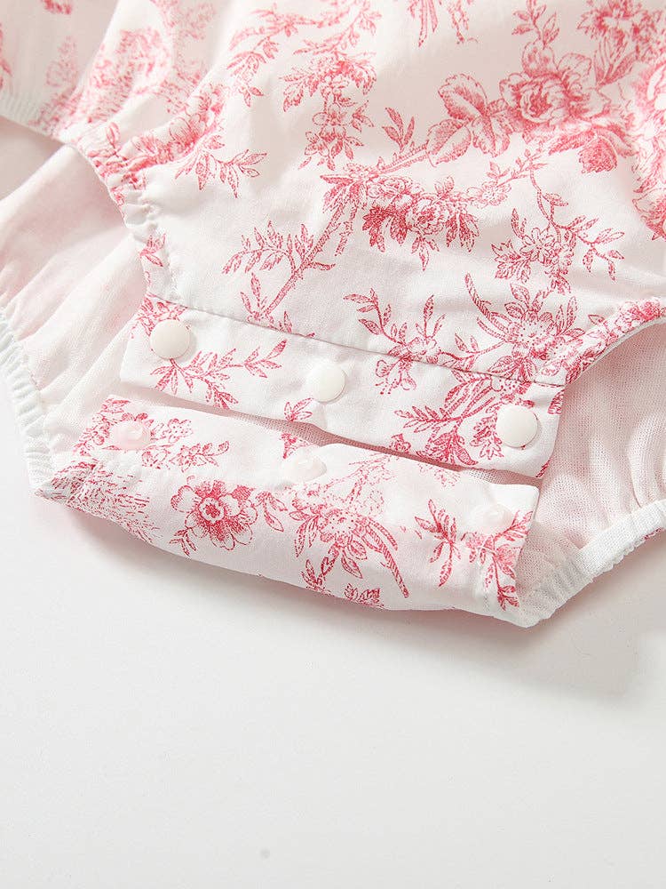 Spring Floral Lace Collar Bubble Romper