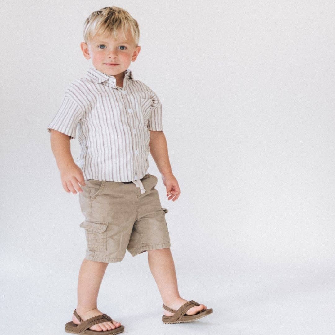 Gray Striped Button-Up