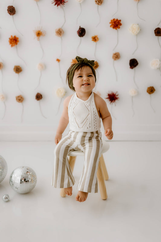 Blakely Boho Bell Bottoms - Tan Stripes