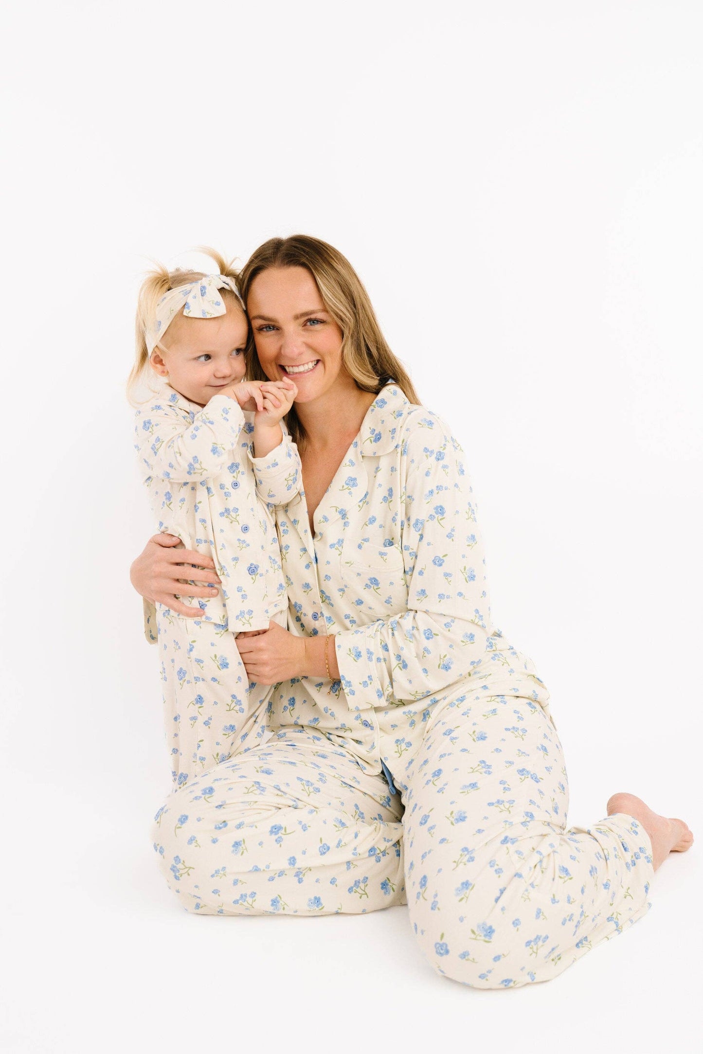Blue Blooms Bamboo Button Up Set