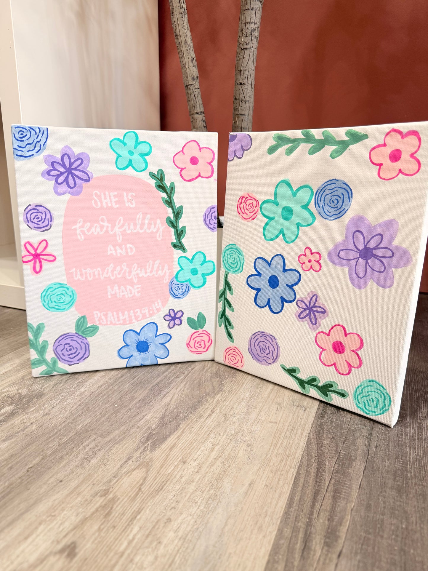 Psalm 139:14 Floral Canvas Set