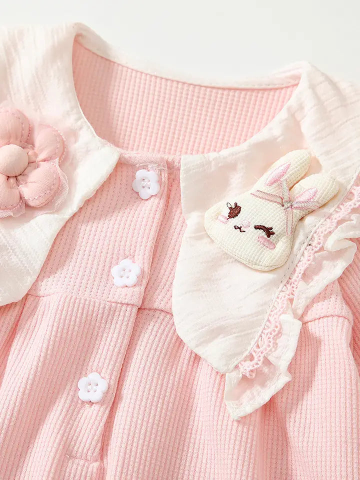 Blush Bunny Collared Ribbed Romper