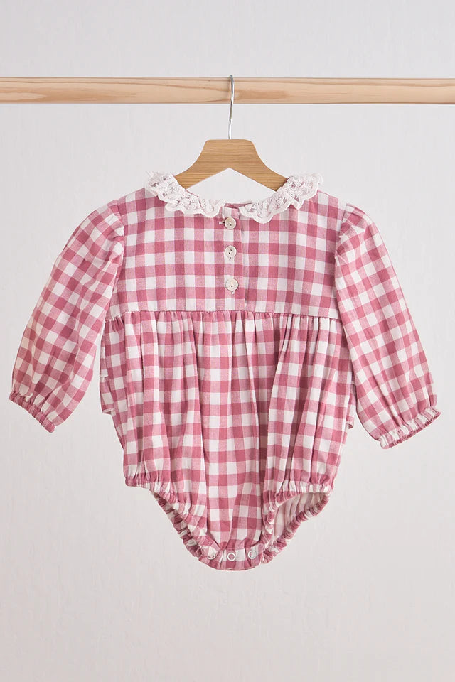 Pink Lace Gingham Flannel Bubble
