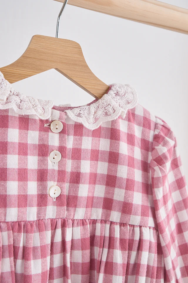 Pink Lace Gingham Flannel Bubble