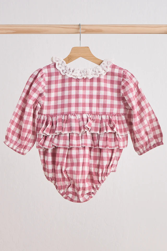 Pink Lace Gingham Flannel Bubble